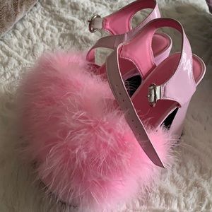 Sugar Thrillz fuzzy platform heels